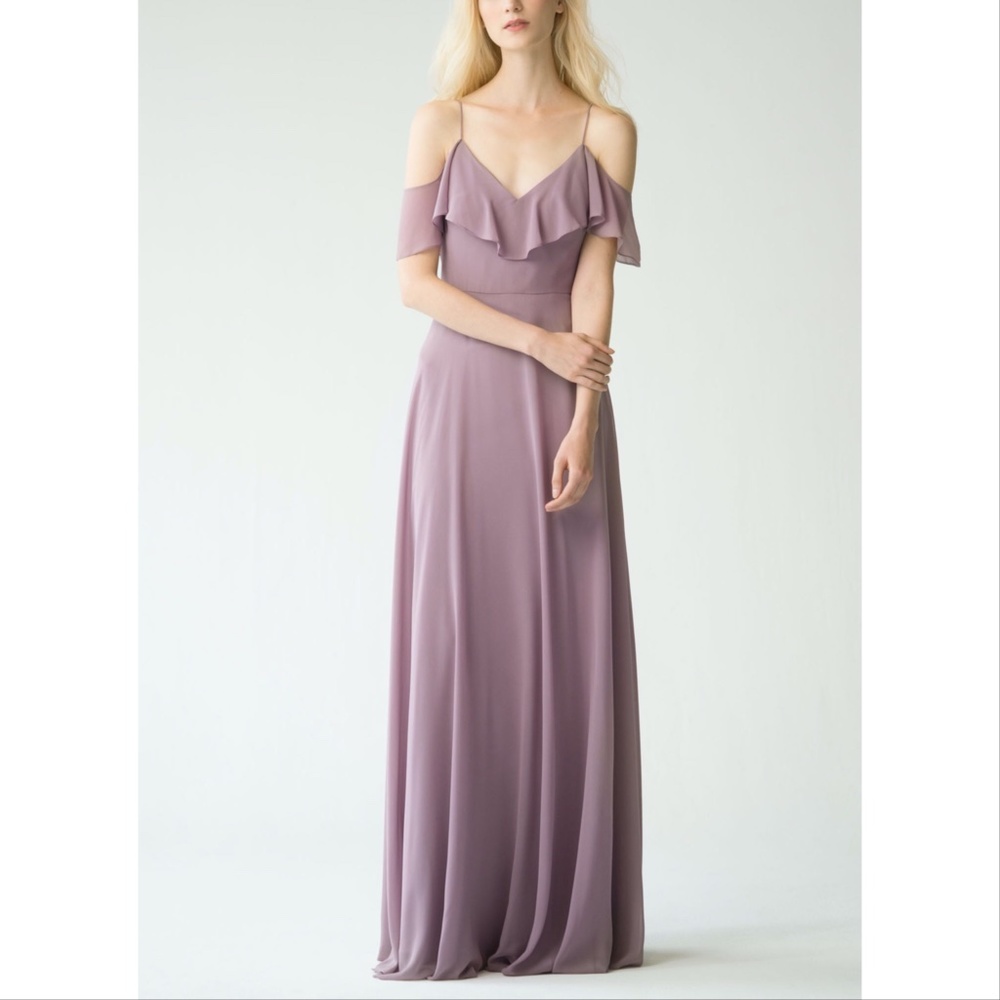 NEW Jenny Yoo Mila Cold Shoulder Chiffon Gown Size 12